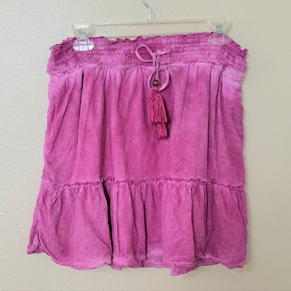 Anthropologie Pilcro Giulia Tie Dye Fuchsia Tiered Mini Skirt - Size Small